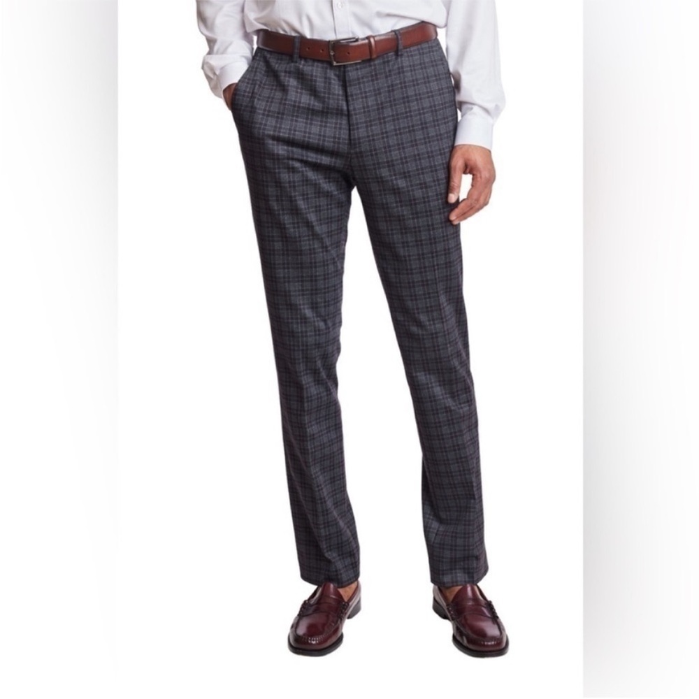 Paisley & Gray Slim Fit Navy Grey Plaid Dress Pants. Men’s W42 x L32. NWT. $125!
